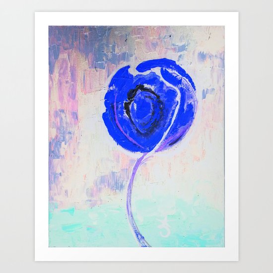 Snow Honey Silver Ice Blue Rose Art Print