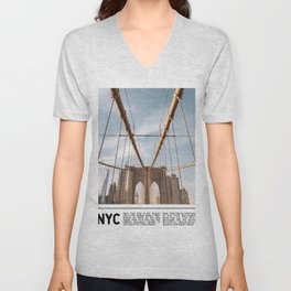 New York City | Brooklyn Bridge | Travel Photography Minimalism V Neck T Shirt