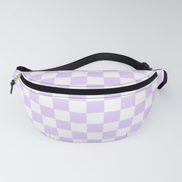 Large Chalky Pale Lilac Pastel Color and White Checkerboard Fanny Pack | Lilac, Chess, White, Pattern, Digital, Purple, Big, Palelilac, Pastel, Jumbo 