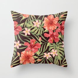 Painterly Hibiscus Throw Pillow