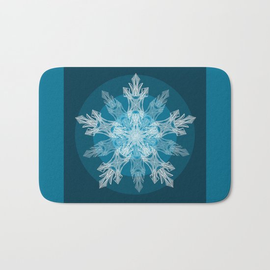 1 Blue Snowflake Bath Mat