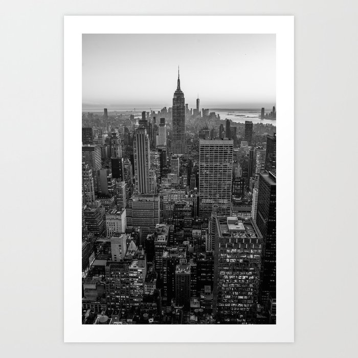 New York Skyline - Manhattan Black and White Art Print