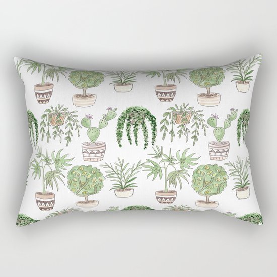 Watercolor . Plants . Rectangular Pillow