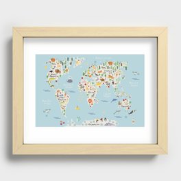 Animal World Map Recessed Framed Print