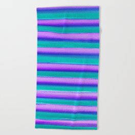 Vaporwave Purple and Teal Stripes Beach Towel