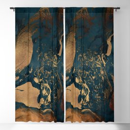 Emerald Indigo And Copper Glamour Marble Blackout Curtain