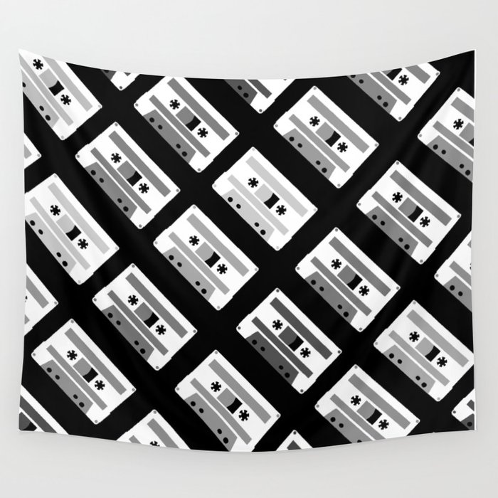Black and White Tapes 45 Wall Tapestry