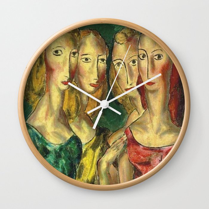 Four Sisters by Alfred Henry Maurer Wall Clock