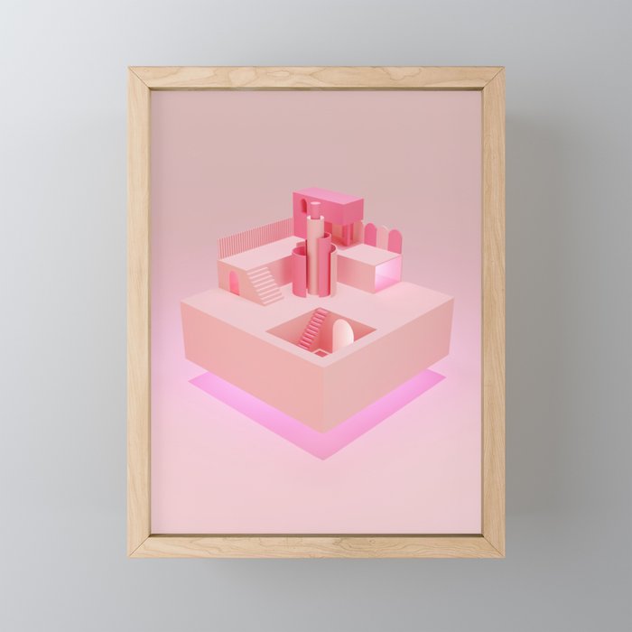 Blender 3D abstract architectural graphic Rrender Framed Mini Art Print