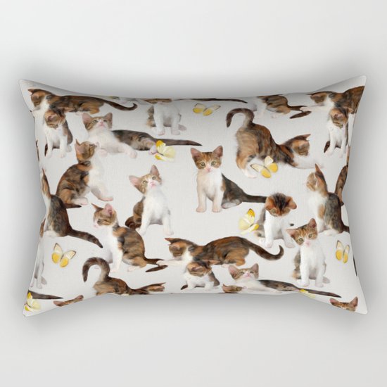 Kittens and Butterflies - a painted pattern Rectangular Pillow