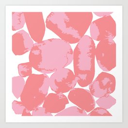 Pink/Coral Stones Square Art Print