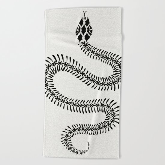 Snake Skeleton – Black Ink Beach Towel