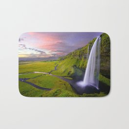 Seljalandsfoss Waterfall, Iceland Bath Mat | Hi Speed, Digitalmanipulation, Nature, River, Outdoors, Water, Photo, Iceland, Waterfall, Digital 