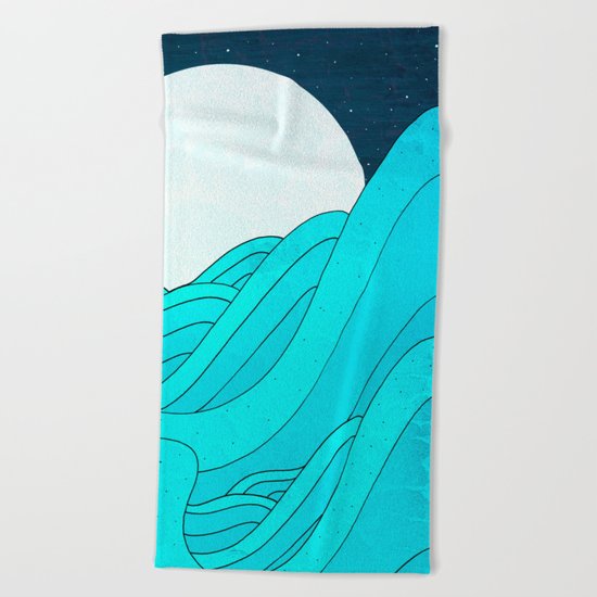 The Moon and the Sea Beach Towel