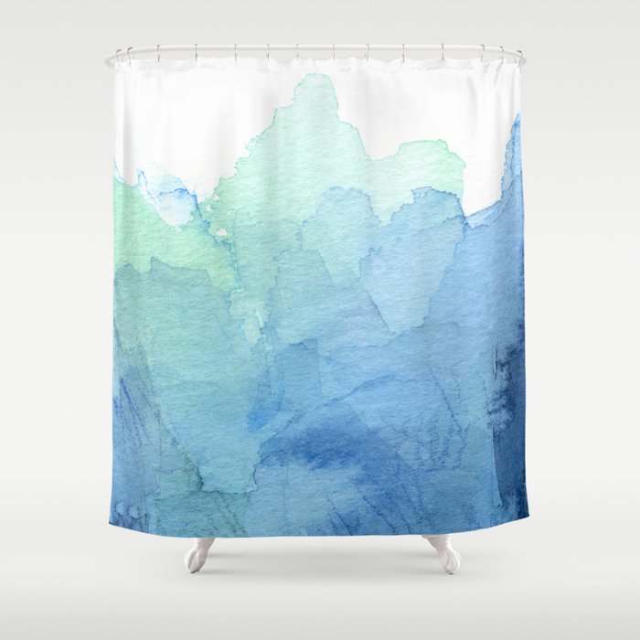 Abstract Watercolor Texture Blue Green Sea Sky Colors Shower Curtain by ...