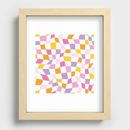 Colorful Wavy Checkerboard Pattern-Y2K Aesthetic Recessed Framed Print