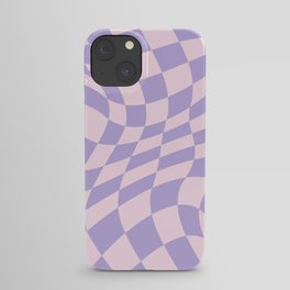 Warped Checkered Pattern in Pastel Blush Pink and Lavender  iPhone Case