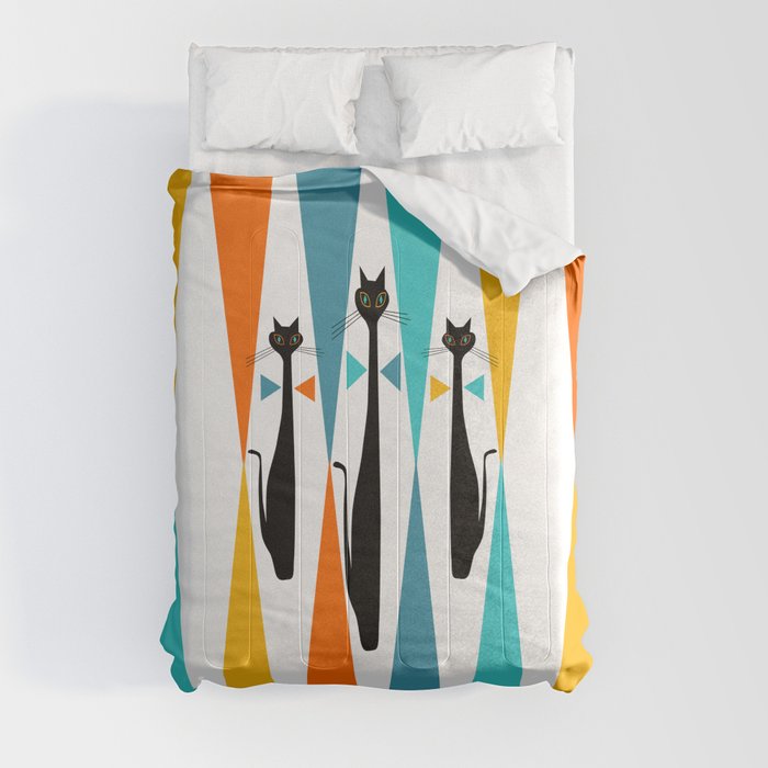 MidCentury Modern Art 10 Jester Cats Comforter