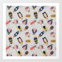 Cuddle Bugs (White) Art Print | Graphicdesign, Beetle, Insects, Digital, Bugs, Entomology, Nataleewegmann, Cuddlebugs 