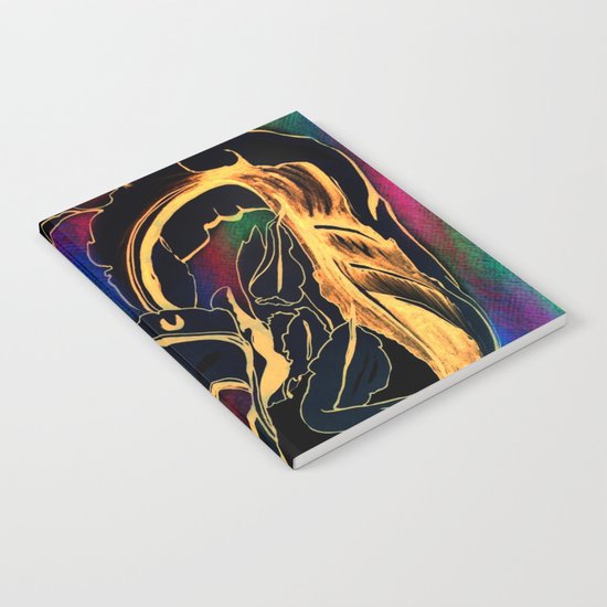 Blue Succulent Colorful Night, Black and Gold Rainbows Notebook