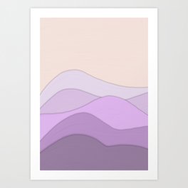 Abstract print with organic shapes in beige, lavender , pastel pink and violet. Design for posters, cards, stationery  Art Print