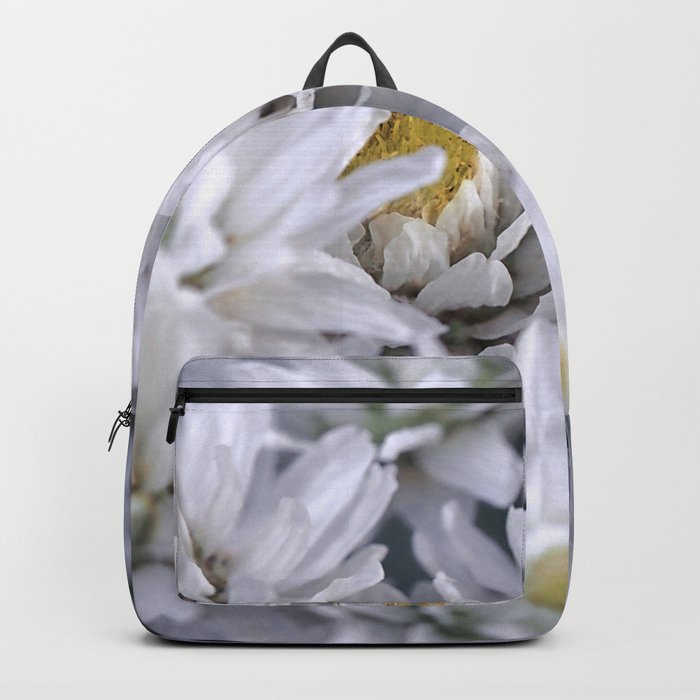 Macro photo white flower Backpack