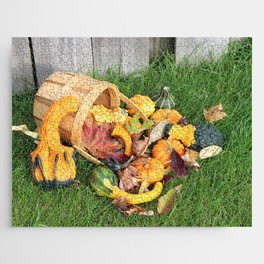 Bushel Basket overflowing with Autumn Jigsaw Puzzle