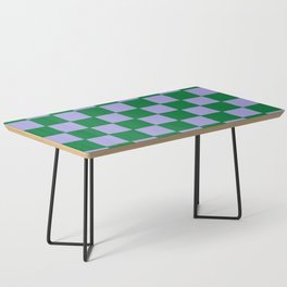 Retro Hand-Painted Checker in Green + Violet Coffee Table