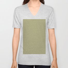 Sage Green Solid Color Popular Hues Patternless Shades of Olive Collection Hex #bcb88a V Neck T Shirt