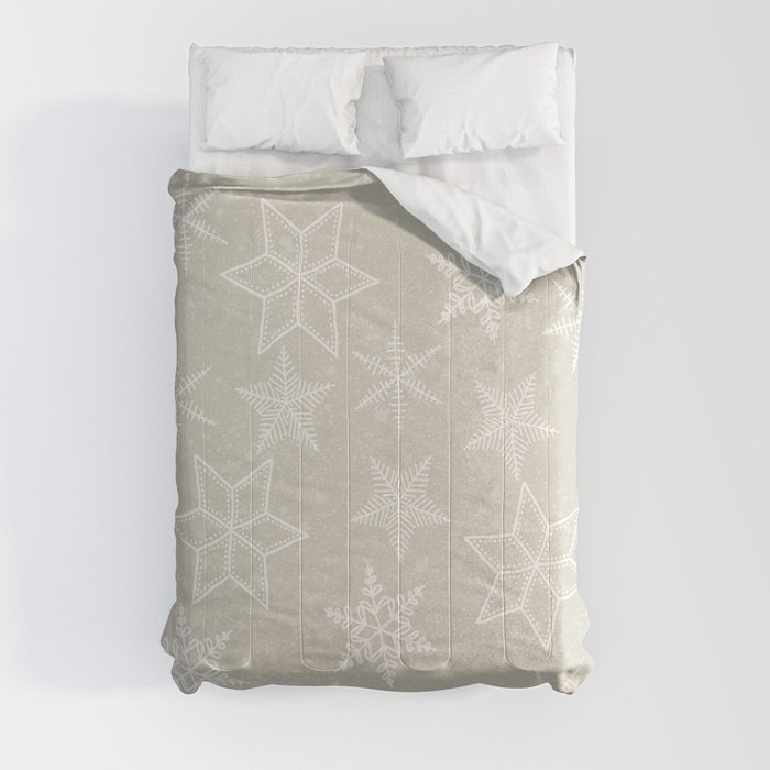 Snowflakes on beige background Comforter