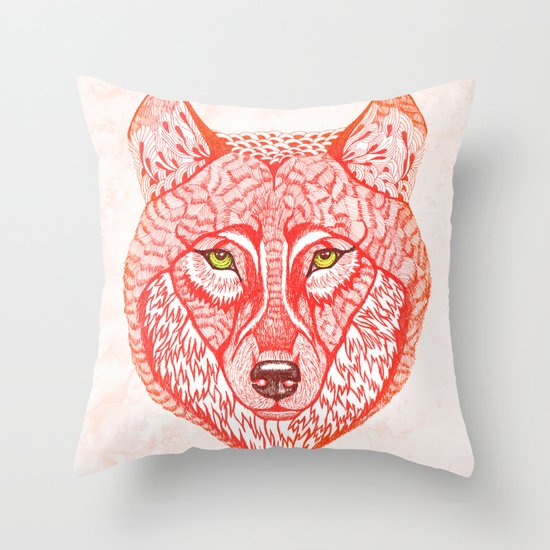 Red wolf Throw Pillow