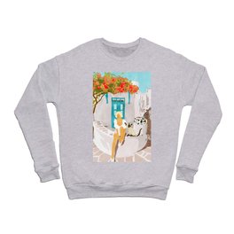 Greek Vacay #illustration #painting Crewneck Sweatshirt