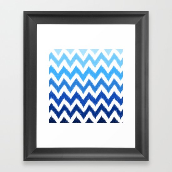 Ombre Ikat Chevron Framed Art Print