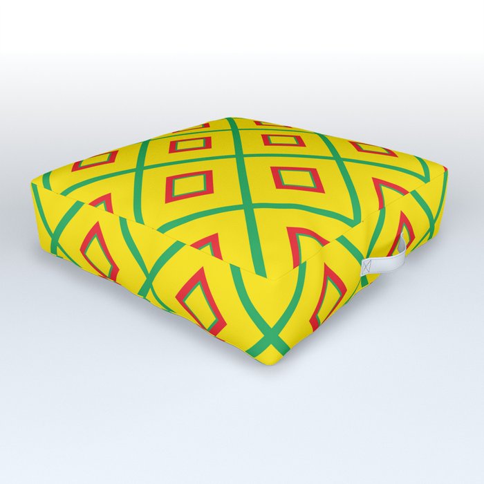 Yellow Square Pattern Outdoor Floor Cushion
