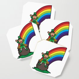 Leprechaun Rainbow and Pot of Gold Saint Patrick Day T-Shirt Coaster