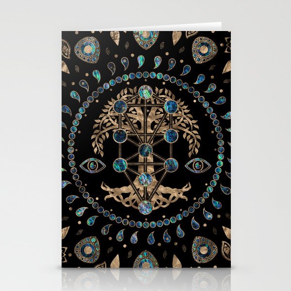 Kabbalah The Tree of Life Abalone and Gold Stationery Cards