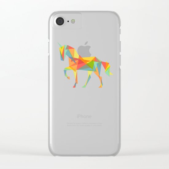 Fractal Geometric Unicorn Clear iPhone Case