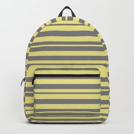 [ Thumbnail: Tan & Gray Colored Lines/Stripes Pattern Backpack ]