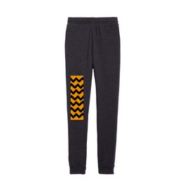 Hand-Drawn Chevron (Black & Orange Pattern) Kids Joggers