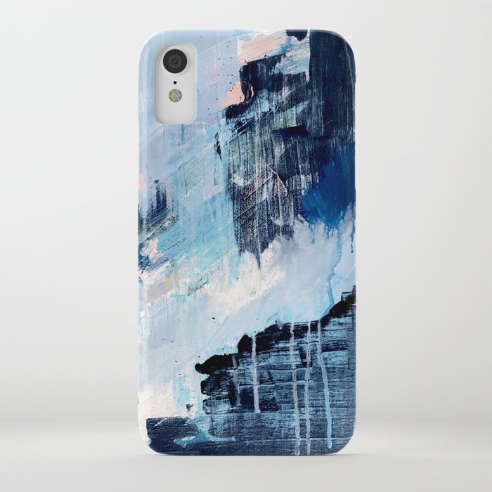 vibes: an abstract mixed media piece in blues and pinks by alyssa hamilton art iphone case