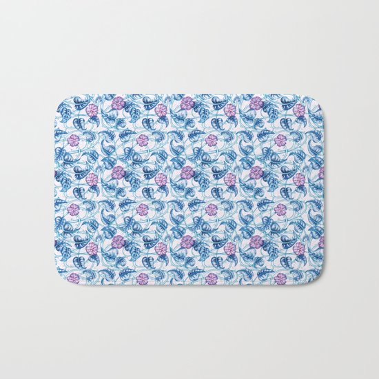 Ipomea Flower_ Morning Glory Floral Pattern Bath Mat