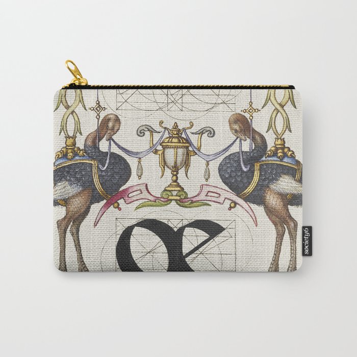 Calligraphic poster with ostriches Carry-All Pouch