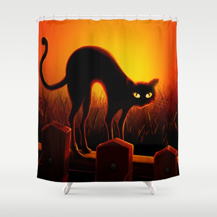 Y Black Cat Shower Curtain By Dazzettemarie Society6 Y Black Cat Shower Curtain