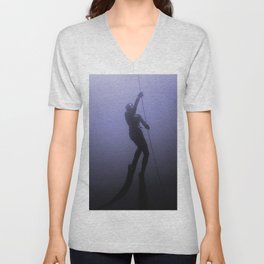 Freediver ascends. V Neck T Shirt