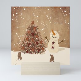 Primitive Country Christmas Tree Mini Art Print