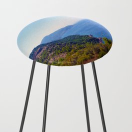 Spain Photography - Huge Mountains By The Blue Ocean  Counter Stool