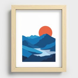 Minimal Japanese Mountain Range Recessed Framed Print