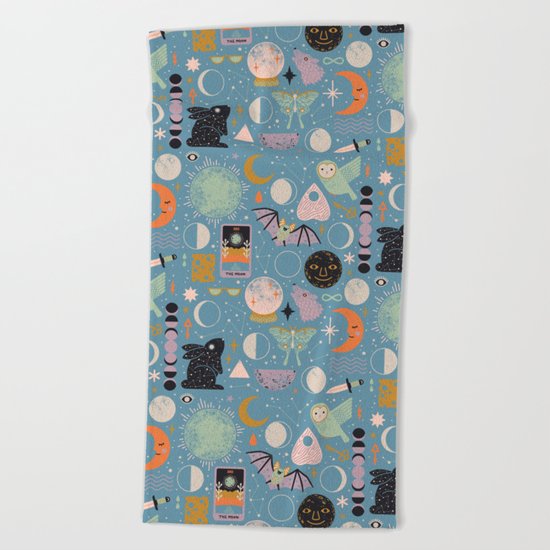 Lunar Pattern: Blue Moon Beach Towel