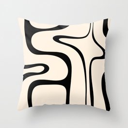 Copacetic Retro Abstract in Black and Almond Cream Throw Pillow