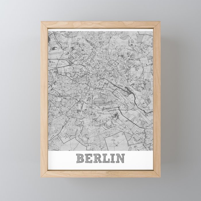 Berlin city map sketch Framed Mini Art Print